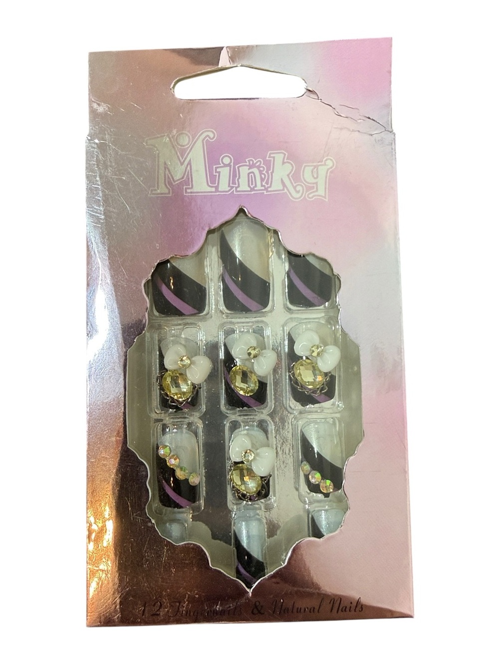 Purple and Black Decorative Press-On Nail Set